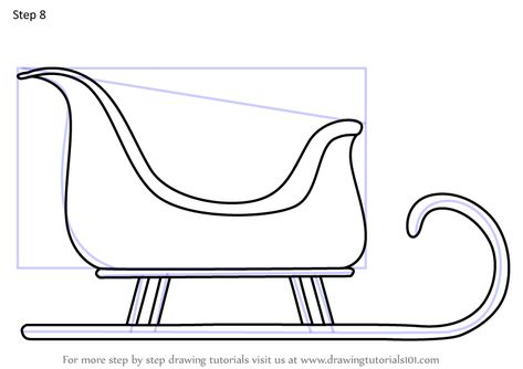 Learn How to Draw Santa Sleigh (Christmas) Step by Step : Drawing Tutorials Easy Sleigh Drawing, Santa Sled Drawing, How To Draw Santa's Sleigh, Santa Slay Drawing, How To Draw A Sleigh, Santa's Sleigh Drawing, Santa Sleigh Drawing, Santa Sleigh Illustration, Sleigh Drawing