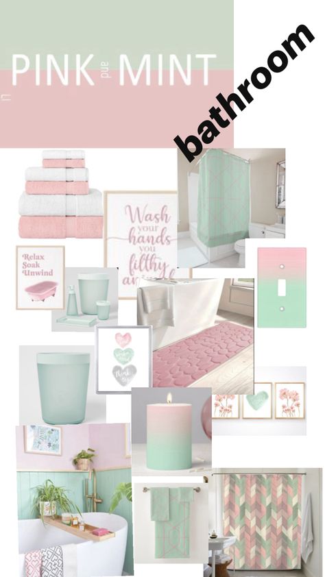 Black And Mint Bathroom, Mint And White Bathroom, Grey And Mint Bathroom, Mint And Pink Bathroom, Mint And Coral Bathroom, Green And Pink Bathroom, Mint Green Bathrooms, Mint Bathroom, Pink Bathroom Decor