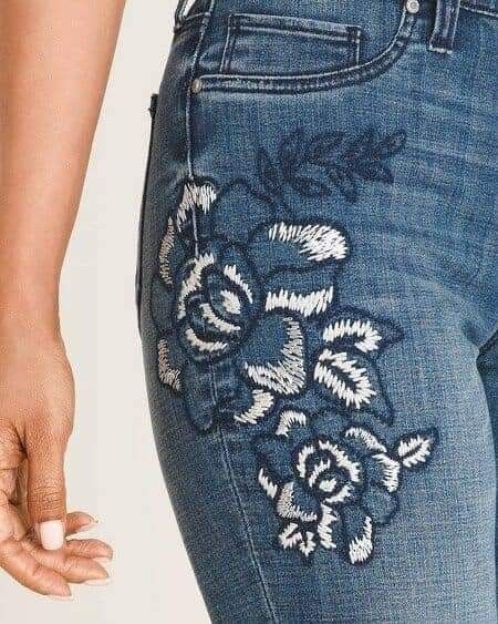 Jeans Bordados, Jean Bag, Rose Jeans, Pocket Embroidery, Wedding Dress Patterns, Love Jeans, Rose Embroidery, Embroidered Clothes, Embroidered Denim