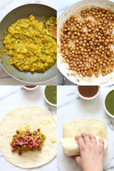 Chickpea Burrito, Veg Burrito, Healthy Samosas, Vegetarian Samosas, Samosas Vegetarian, Easy Vegetarian Burrito, Gluten Free Wraps, Vegan Richa, Spiced Chickpeas