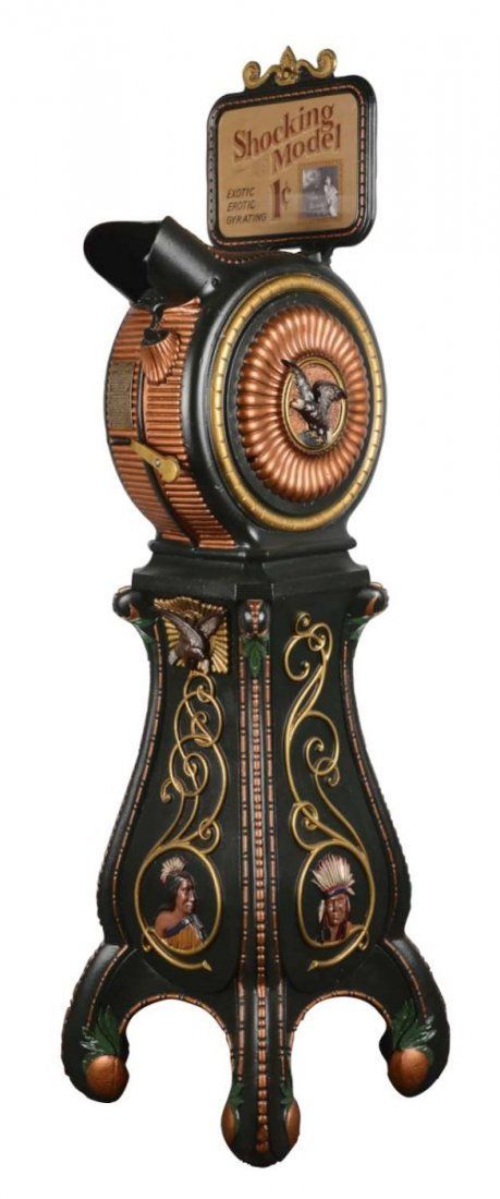 1¢ Mutoscope Indian Head Viewer Arcade Machine Coin Machine, Coin Op Machine, Gumball Machines, Eagle Images, Penny Arcade, Coin Operated, Vending Machines, Arcade Machine, Old Computers