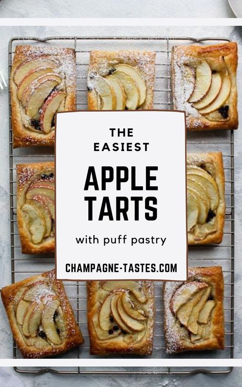 Puff Pastry Tartlets, Puff Pastry Apple Tart, Tart With Puff Pastry, Simple Apple Tart, Quick Apple Dessert, Puff Pastry Apple, Puff Dessert, Fast Easy Desserts, Apple Tarts