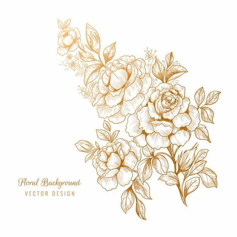 Beautiful decorative golden floral sketc... | Free Vector #Freepik #freevector #flower #vintage #floral #leaf Floral Sketch, Wallpaper Cat, Rose Illustration, Flower Vintage, Random Art, Coloring Book Art, Frank Lloyd, Lloyd Wright, Illustration Inspiration