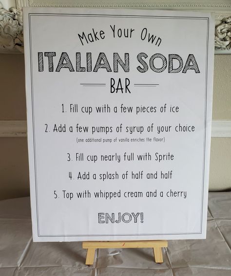 How to throw a self-serve Italian Soda Bar (free printable) | My Silly Squirts Italian Soda Bar Printable Free, Soda Bar Recipes, Uw Graduation, Graduations Ideas, Lotus Recipe, Italian Soda Bar, Italian Thanksgiving, Pharmacy Week, Italian Cream Soda