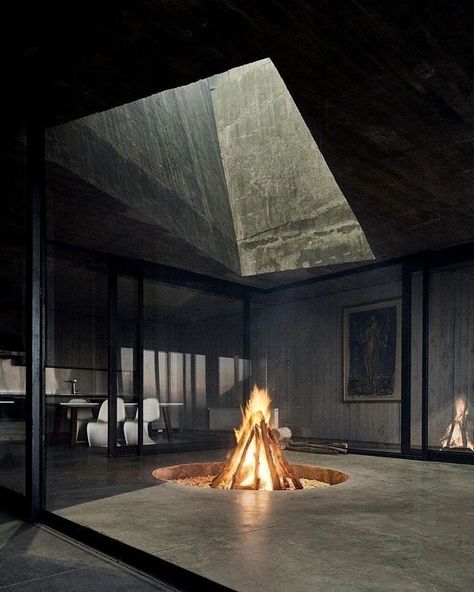 Brutalist Interior, Architecture Practice, Brutalism Architecture, Concrete Home, Japanese Architect, Open Fireplace, Concrete House, Brutalist Architecture, Brutalism