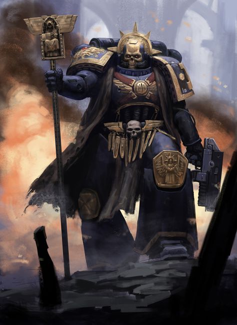 ArtStation - Space Marine Chaplain, Daniel Farin Warhammer 40k Chaplain, Space Marine Chaplain, Warhammer Artwork, Fiction Characters, Space Marine Art, Grim Dark, Grey Knights, Adeptus Astartes, 40k Artwork