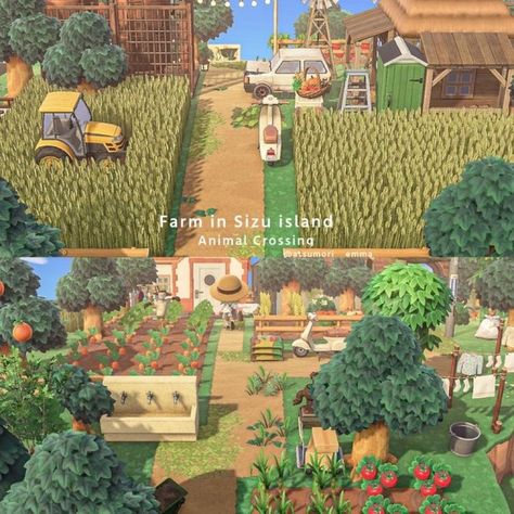 Rural Animal Crossing, Farm Acnh Design, Acnh Crops Farm, Acnh Rural Town, Animal Crossing Farmcore, Acnh Farm Design, Acnh Farm Ideas, Farm Acnh, Acnh Rural