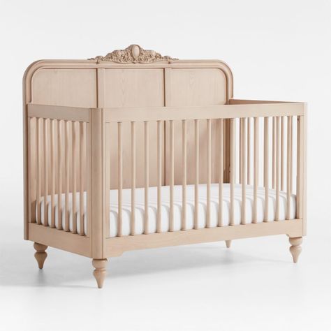 Lennox Carved Wood Convertible Baby Crib with Toddler Bed Rail by Leanne Ford | Crate & Kids Intricate Woodwork, Toddler Bed Rail, Kids Armoire, French Nursery, Girly Nursery, Bed Rails For Toddlers, Baby Cribs Convertible, Baby Crib Mattress, Nursery Glider