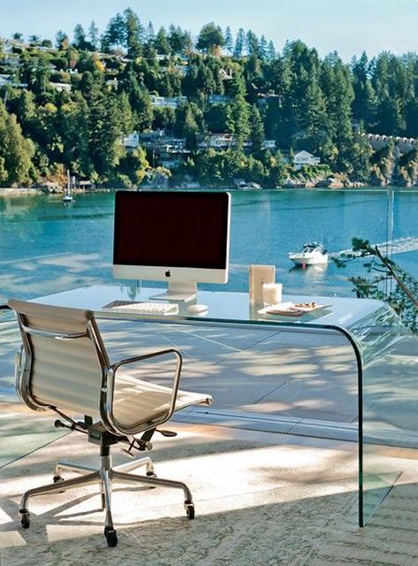 Contemporary Home Offices, Office With A View, Cool Home Office, Cool Office Space, Contemporary Home Office, Home Office Space, Design Living Room, Office Inspiration, Home Office Design