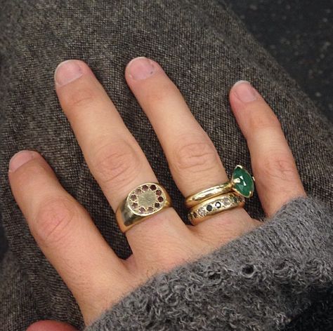 Up town! Signet rings! #scosha Nana Ring, Vintage Watches Women, Wax Carving, Watches Women, Signet Rings, Witchy Woman, Jewelry Inspo, Emerald Ring, Signet Ring