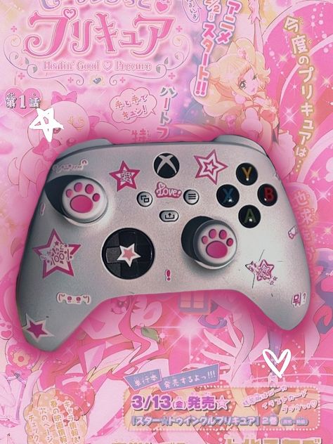 Kawaii Xbox Controller, Cute Xbox Controller, Xbox Controller Aesthetic, Pink White Aesthetic, Aesthetic Games, Gaming Corner, Xbox 360 Controller, Xbox Controller, Ps4 Controller