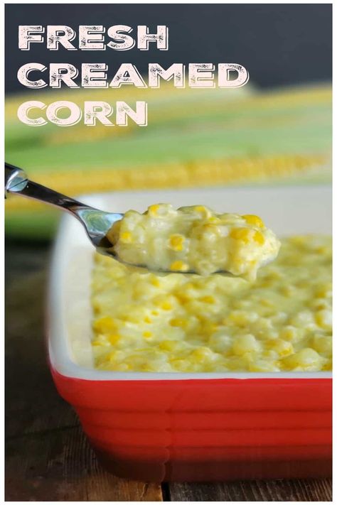 Take full advantage of sweet summer corn and make of batch of this delicious Fresh Creamed Corn. This classic American side dish will be a hit at your next barbecue. via @cmpollak1 Fresh Creamed Corn, Homemade Creamed Corn, Best Corn Recipe, Homemade Cream Corn, Secondhand Lions, Creamed Corn Recipes, Cream Corn, Corn Recipe, Summer Corn