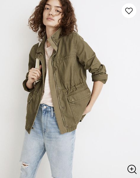 Camp Fashion, Military Inspired Jacket, Madewell Jacket, Green Utility Jacket, Madewell Denim, Utility Jacket, Green Jacket, Green Cotton, Military Fashion