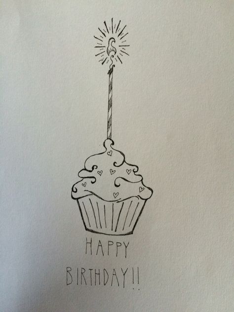 Birthday cupcake drawing Cupcake Cakes Drawing, Cake Pencil Drawing, Happy Birthday Torte, Birthday Pencils, Happy Holidays Message, Cake Sketch, Happy Birthday Drawings, Cap Drawing, Birthday Wishes For Her