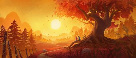 Active Wallpaper, Nate River, Red Sunset, Autumn Illustration, Couple Wallpaper, Orange Wallpaper, Sunset Landscape, Sunset Wallpaper, Hur Man Målar