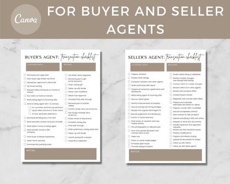 Sellers & Buyers Agent Transaction Checklist Real Estate | Etsy Seller Checklist Real Estate, Realtor Questions For Buyers, Real Estate Buyers Checklist, Real Estate Transaction Coordinator Checklist, Real Estate Checklist Free Printable, Real Estate Checklist, Transaction Coordinator, Real Estate Fun, Luxury Real Estate Agent