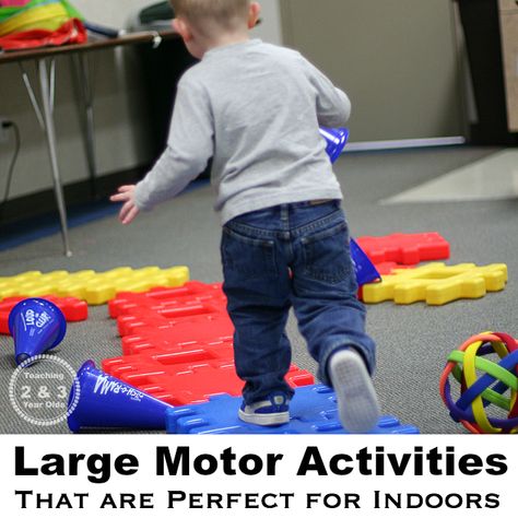 This collection of gross motor activities for indoors is perfect for toddlers and preschoolers, as they are simple and work the entire body. Large Motor Activities, Physical Activities For Toddlers, Activities For One Year Olds, Toddler Classroom, Gross Motor Activities, Motor Skills Activities, Movement Activities, Outdoor Activities For Kids, Skills Activities