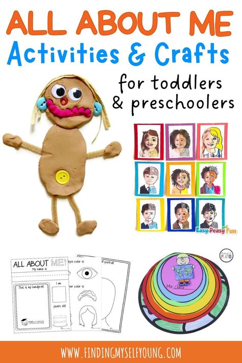 All About Me Activities & Crafts for Children | Finding Myself Young Lesson Plan For Preschool, All About Me Unit, Activities For Back To School, All About Me Book, All About Me Art, Crafts For Children, All About Me Activities, About Me Activities, Finding Myself