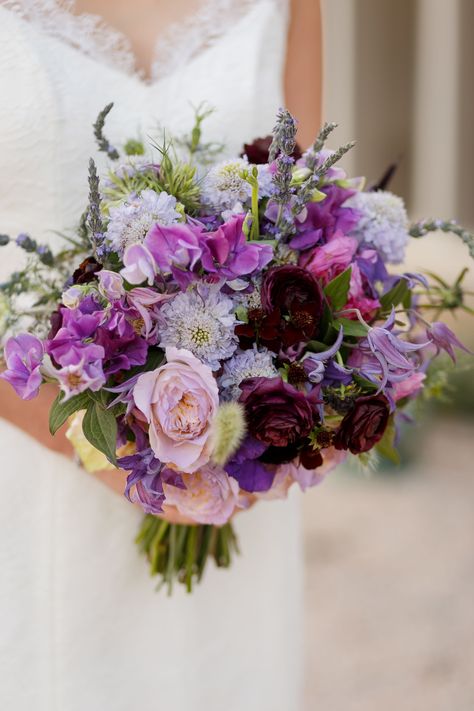 Wedding Flower Arrangements Purple, Lavender Wedding Bouquet, Purple Bridal Bouquet, Purple Wildflowers, Bridal Bouquet Fall, Kent Wedding, Purple Bouquet, Purple Wedding Flowers, Bohemian Flowers