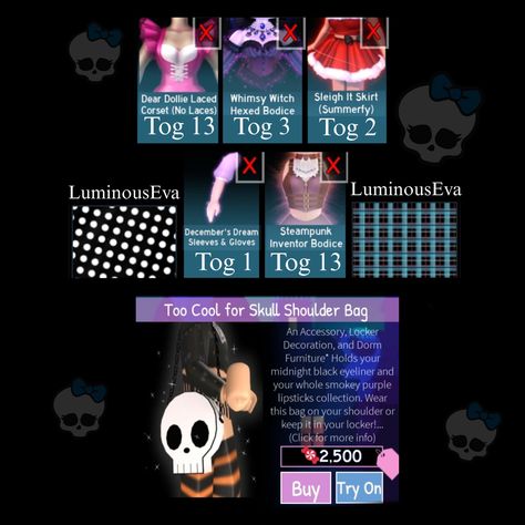 #royalehigh #royalehighoutfithacks #royalloween #royalehighoutfitideas #monsterhigh #frankiestein Rh Design, Outfit Hacks, High Clothes, Locker Decorations, Frankie Stein, Royal Clothing, Purple Lipstick, Roblox 3, Aesthetic Roblox Royale High Outfits