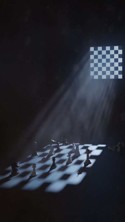 Chess Light Rays, KubaStepnowski on ArtStation at https://www.artstation.com/artwork/JeXYZm Chess Website, Chess Artwork, Chess Wallpaper, Chess Ideas, Shadow Poster, Chess Poster, Church Lobby Design, Chess Photography, Film Lighting