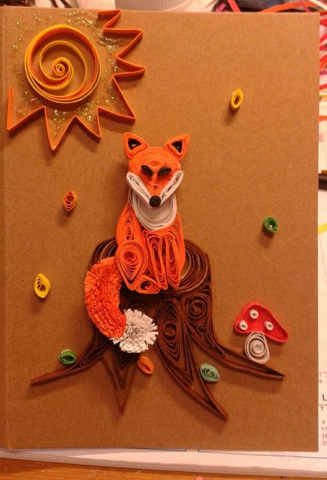 Fall, fox card by quilling Quilled Cards, Fox Card, Quilling Cards, Quilling Designs, Paper Quilling, Paper Projects, Projects To Try, Fox, Paper Crafts