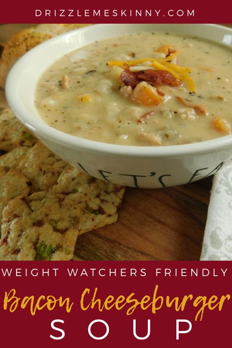 Ww Cheeseburger Soup, Macro Friendly Cheeseburger Soup, Weight Watcher Soup, Ww Soup, Pb2 Recipes, Ww Dinner, Bacon Cheeseburger Soup, Weight Watchers Meal Plans, Healthy Lunches For Work