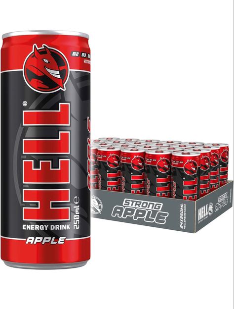 HELL ENERGY DRINK Apple (24 x 250ml) #hellenergydrink #magyar #hungarianrecipes #hungarian #hungariandrink #beverages Hell Drink, Hell Energy Drink, Hell Energy, Vitamin B2, Energy Drink, Boost Energy, Energy Drinks, Red Bull, Vitamins