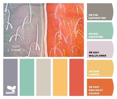 Paint colors from ColorSnap by Sherwin-Williams Soft Summer Colour Palette, Colour Palette Orange, Coral Bathroom Decor, Summer Colour Palette, Coral Bedroom, Yellow And Coral, Coral Decor, Design Seeds, Soft Summer