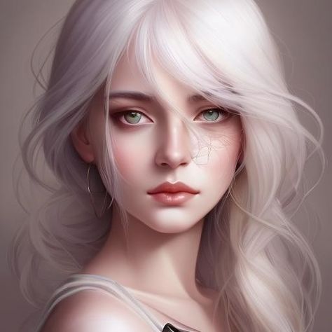 Albino Woman Character Art, Art Breeder Albino, Face Claims Female White Hair, White Hair Silver Eyes, Artbreeder Girl White Hair, Albino Character Design, White Hair Green Eyes, Platnum Blonde, Albino Girl