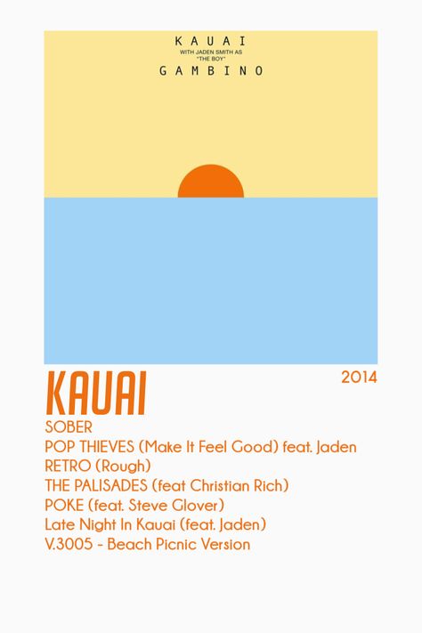 Childish Gambino Kauai, Kauai Childish Gambino, Minimalist Album Poster, Basketball Photography, Childish Gambino, Music Posters, Birthday Gifts For Best Friend, Music Film, Beach Picnic