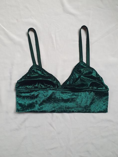 Emerald Velvet Crop Top, Polewear, Velour Bralette, Rave Top Crop Top Design, Emerald Velvet, Digital Dress, Pole Wear, Crop Top Designs, Velvet Crop Top, Top Band, Velvet Material, Top Design