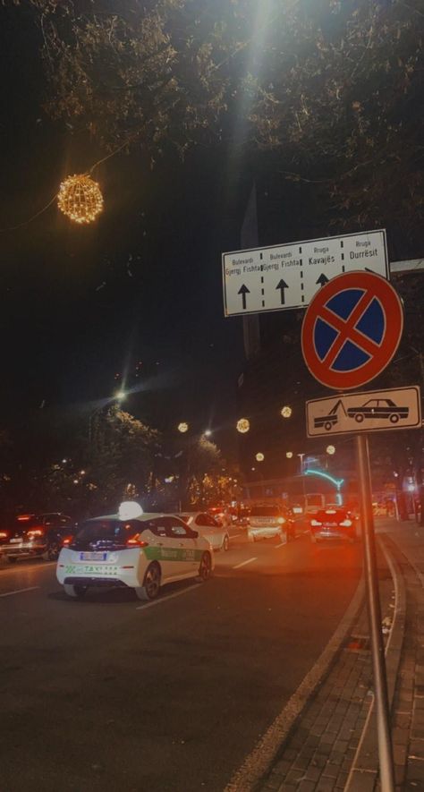 Street lights at midnight in Tirana Tirana Albania Night, Tirana Night, Tirana Aesthetic, Aesthetic Street, Tirana Albania, Albania, Bad Girl, At Night, Quick Saves