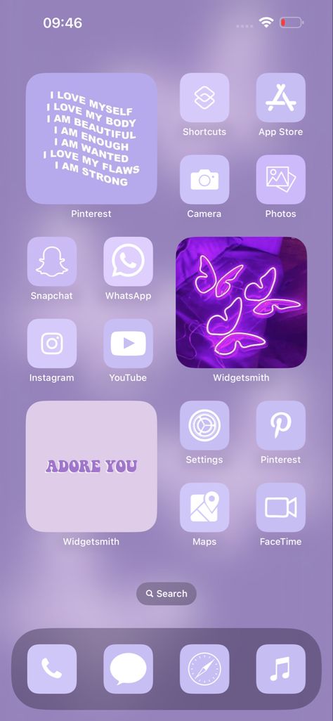 Customised my iPhone home screen Purple Theme Homescreen, Theme Homescreen, Iphone Home Screen, Purple Theme, Purple Themes, My Iphone, Home Screen, Screen, Iphone