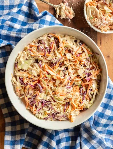 Creamy American Coleslaw - Sugar & Snap Peas American Coleslaw, Dutch Oven Pulled Pork, Pulled Pork Oven Recipe, Creamy Coleslaw Dressing, Pulled Pork Oven, Chicken Sloppy Joes, Balsamic Chicken Thighs, Pulled Pork Pizza, Chimichurri Chicken