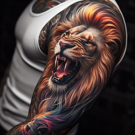 Oscar Tattoo, Leo Lion Tattoos, Lion And Lioness Tattoo, Herren Hand Tattoos, Lion Forearm Tattoos, Feminine Skull Tattoos, Tattoo Lion, Lioness Tattoo, Lion Tattoo Sleeves