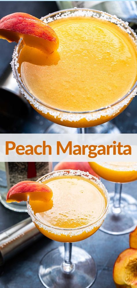 Peach Margarita Recipe, Peach Margarita Recipes, Peach Margaritas, Peach Margarita, Summer Eats, Peach Puree, Best Cocktail Recipes, Delicious Drink Recipes, Peach Juice