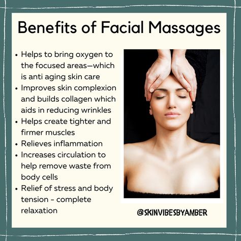 Facial Benefits Skincare, Facial Massage Movements, Aesthetician School, Facial Relaxation, Facial Massage Benefits, Massage Pics, Facials Quotes, Skincare Massage, Facial Benefits