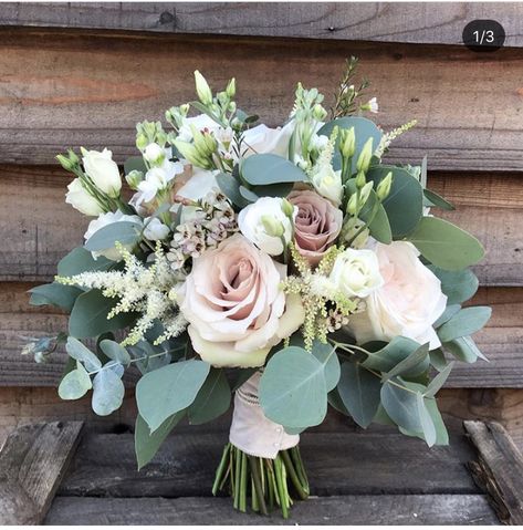 Sage Green And Blush Flower Bouquet, Sage Green And Rose Gold Wedding Bouquet, Sage Eucalyptus Bouquet, Wedding Bouquets Sage And Blush, Sage Green Bouquet Bridesmaid, Dusty Rose Cream Wedding, Blush And Sage Flowers, Blush Rose Wedding Bouquet, Bridal Bouquet Eucalyptus Blush Pink