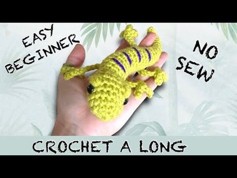 (244) CROCHET LIZARD EASY NO SEW BEGINNER CROCHET A LONG AMIGURUMI - YouTube Crochet Lizard, Stitch Videos, Crochet Kindness, Crochet Critters, Crochet Fish, Baby Bears, Animals Crochet, Crochet Dinosaur, Loom Knitting Patterns