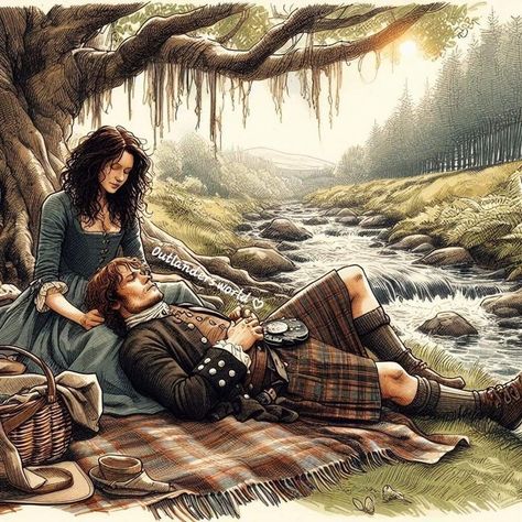 Jamie And Claire Fanart, Outlander Drawing, Outlander Film, Outlander Art, Outlander Novel, Outlander Characters, Outlander Fan Art, Scared To Love, Outlander Book Series