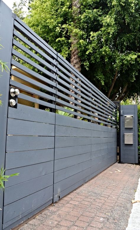 Built in Pedestrian Gate - Sliding - 6 ft x 17 ft Wooden Gates Driveway, Pedestrian Gate, Modern Fence Design, Modern Gate, Privacy Fence Designs, Front Gate Design, Wood Gate, Fencing & Gates, Driveway Gates