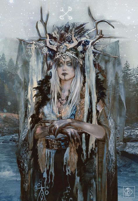 ArtStation - Cuckoo, Reliah A. Shaman Woman, Viking Costume, Heroic Fantasy, White Witch, Samana, Witch Art, Arte Fantasy, Larp, Fantasy World