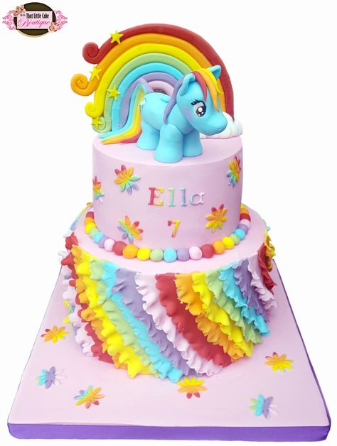 my little pony, rainbow dash, 2 tier, my little pony cake, cake, round, rainbow… Unicorn Icing, Rainbow Dash Cake, My Little Pony Rainbow Dash, Flowers Rainbow, My Little Pony Cake, Girls Cake, 5th Birthday Cake, Little Pony Cake, My Little Pony Birthday Party