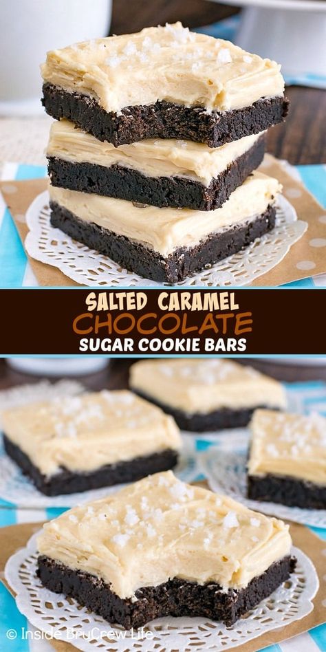 Chocolate Cookie Bars, Simple Chocolate Chip Cookie Recipe, Salted Caramels, Easy Sweets, Caramel Desserts, Chocolate Sugar Cookies, Sugar Cookie Bars, Caramel Frosting, Dessert Bar Recipe