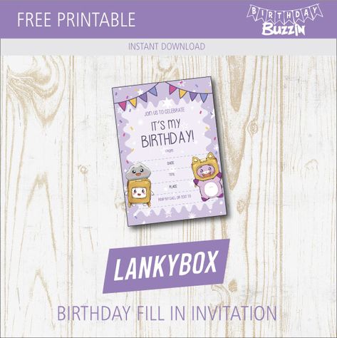 Lankybox Birthday Invitation, Lankybox Invitation, Lankybox Birthday Party Ideas, Lankybox Birthday Ideas, Lankybox Party, Pool Party Ideas For Kids, Barney Birthday, Party Invitations Birthday, Pool Party Ideas