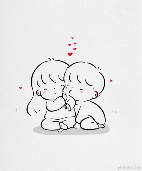 Couple Cute Doodle, Doodle Couple Cute Drawings, Cute Couple Chibi, Cute Couple Art Doodle, Cute Love Doodles Couples, Couple Chibi, Cute Drawings Of Love, Boho Art Drawings, Easy Love Drawings