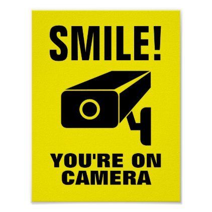 Smile you're on camera funny security video notice poster | Zazzle #apparel #pintrest #monogramlogo🍗 Smile Your On Camera Sign, Window Selfie, Collage Png, Unique Logos, Selfie Wall, Funny Logo, Funny Selfies, Cricket Projects, Social Quotes