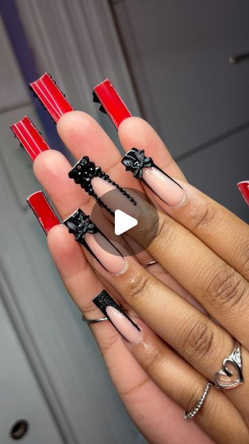 GlassCityBeauty on Instagram: "black RED bottoms 🫦👠 #nails #toledo #toledonails #redbottomnails" How To Do Red Bottom Nails, Black Nails With Red Bottoms, Black Red Bottom Nails, Red Bottoms Nails, Bottom Nails, Red Bottom Nails, Black French Tips, Red Bottom, French Tips