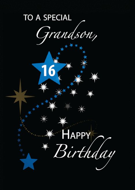 Grandson 16th Birthday Inspirational Stars Blue and Black card Happy 18th Birthday Son, 20th Birthday Wishes, Happy Birthday Grandson, Happy 28th Birthday, Grandson Birthday Cards, Happy 26th Birthday, Happy Birthday Nephew, Happy 23rd Birthday, Product Flyer